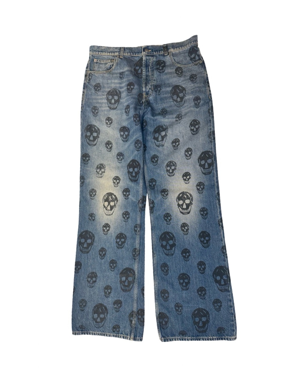 McQUEEN SKULL PRINT JEANS